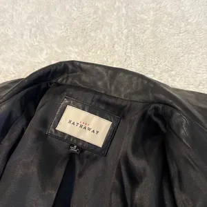 VTG 90s Lady Hathaway Womens Black Leather Jacket S Grunge Emo Classic College thumbnail 6