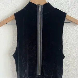 Vans Black High Neck Exposed Zipper Skater Girl Velour Dress Medium thumbnail 4