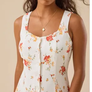 Altar'd State White Floral Button-Front Midi Dress thumbnail 2