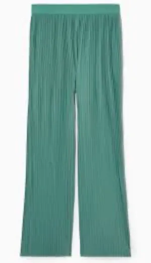 COS Plisse Green Trousers Wide Leg Size Large New With Tags thumbnail 1