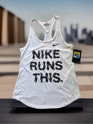 Nike Women's Size S Dri-FIT "Nike Runs This" Graphic Running Tank Top. NWT thumbnail 1