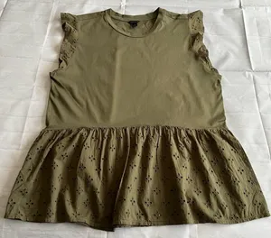 Ann Taylor‎ Olive Eyelet Peplum Ruffle-Sleeve Top thumbnail 1