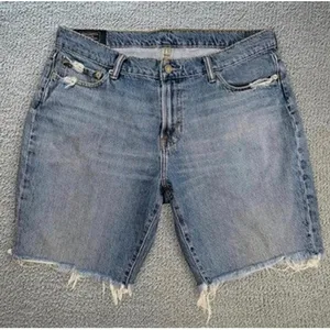 Abercrombie & Fitch Denim Shorts‎ Womens 34W Distressed Medium Wash Blue Stretch thumbnail 1