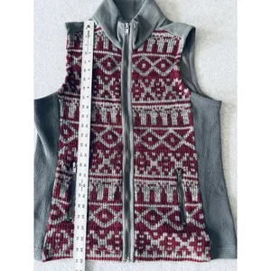Ruff Hewn - Cranberry Knit Gray Fleece Back Full Zip Vest - Women's Large thumbnail 6