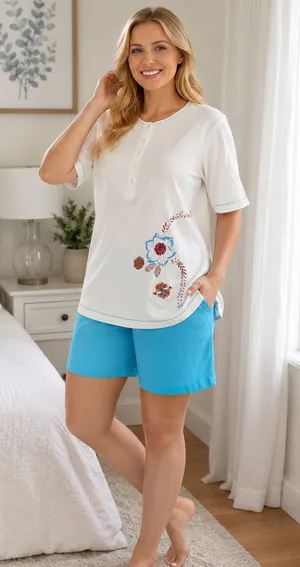 Jeanette 100% Baumwolle Cotton pajama short set thumbnail 1