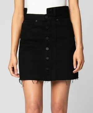 NWT BLANKNYC Black Wash Denim Night Stroll Jean Mini Skirt Women's Size 28 thumbnail 1