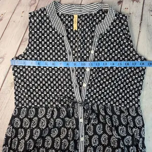 Shyla Nightwear Black White Block Print Cotton Maxi Gown Dress Womens Medium thumbnail 7