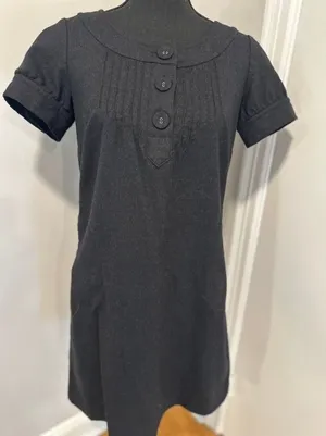 VTG GAP Wool Blend Pleated Bib Shift Dress Women SZ: 4 Black preppy mall brand thumbnail 1