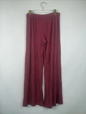 Auden Women's Cozy Ribbed Wide Leg Pants - Rose Pink Size Medium thumbnail 6