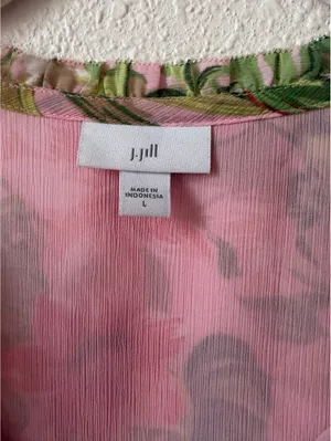 J Jill Tropical Paradise Split Neck Tunic Top Size Large Vacation Colorful thumbnail 4