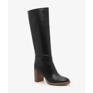 Marc Fisher Gabey Black Leather Knee High Boots Size 10M Block Heel Zip-Up New thumbnail 5