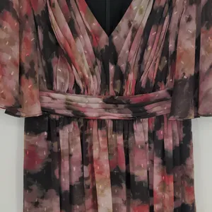 Adrianna Papell Womens Floral Chiffon Draped Gown Dress Size 8 Flowy Maxi V Neck thumbnail 7