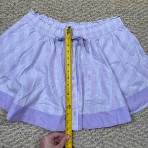 Aerie Purple Striped Button Front Paperbag Waist Comfy Mini Skort Womens Large thumbnail 6