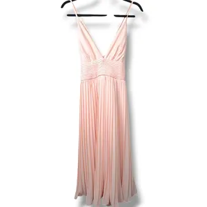 Lulus Love Me To The Moon Light Pink Pleated Criss-Cross Open Back Midi Dress XS thumbnail 5