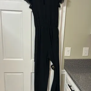 Express Classic Black Jumpsuit with Lace Sleeves thumbnail 4