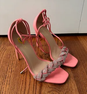 Venus Pink Braided Rhinestone Strap Stiletto Sandals Size 8 New thumbnail 1