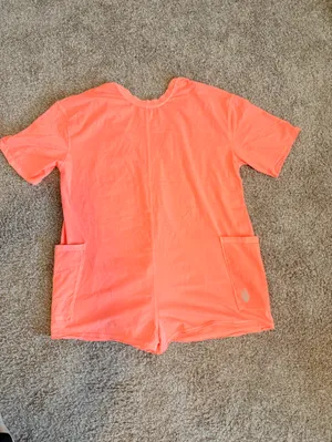 Fp Movement Hot Shot Tee Romper Onesie Oversized Size Small Neon Orange Nwot thumbnail 4