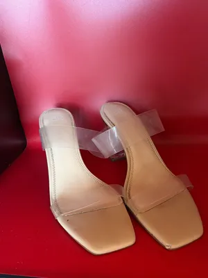 BP. Clear Strap Square Toe Chunky Block Heel Sandals Tan Size 11 thumbnail 2