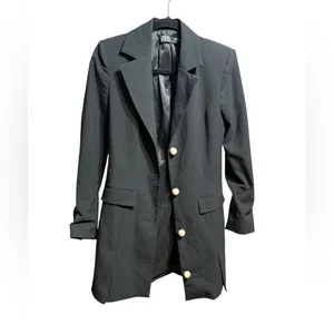 Zara Black Blazer Dress‎ with Pearl Buttons Minimalist Statement Piece thumbnail 3