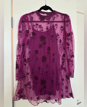 Free People Purple Floral Dress thumbnail 1