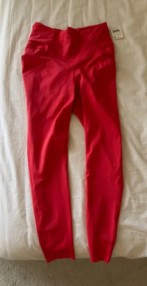 NWT Free People Movement Hot Pink High Rise Ruffle Pocket Leggings | Size S thumbnail 1