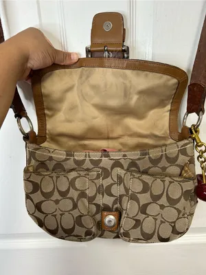 COACH SoHo Y2K Brown & Tan Signature Canvas Crossbody with Leather Buckle thumbnail 6