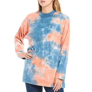 Free People We The Free Tie Dye Mock Neck Oversize Long Sleeve Shirt Medium thumbnail 2