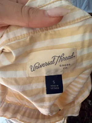 Target Universal Thread cream & white striped button up blouse sz S #western #minimalist #preppy thumbnail 3
