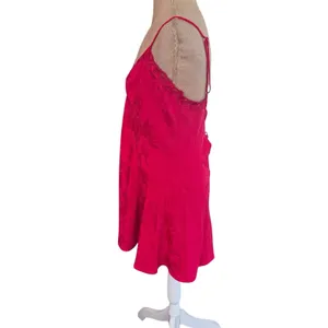 Victoria's Secret Vintage Red Jacquard Lace Trim‎ Chemise Nightgown Medium thumbnail 4