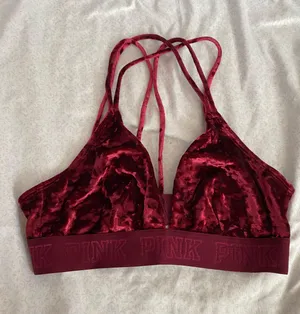 Victoria's Secret PINK velvet maroon bralette thumbnail 1