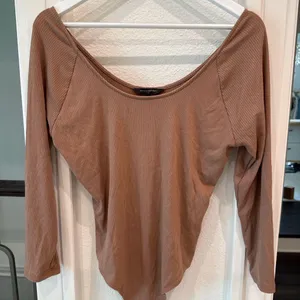 Banana Republic Long Sleeve Ribbed Bodysuit Brown Size Large thumbnail 2