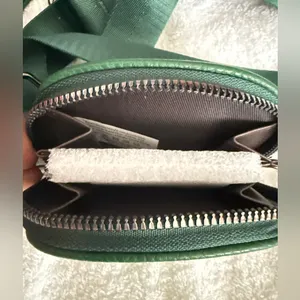 Green Synthetic Leather Crossbody Bag with Removable coin purse/or AirPods case thumbnail 9