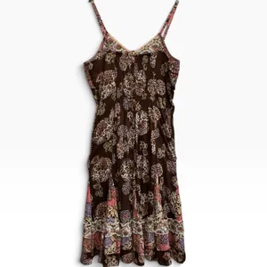 Funky People Vintage Patchwork Floral Sequin‎ Boho Midi Dress Brown Pink M Y2K thumbnail 4