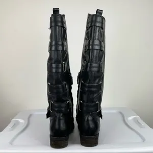 Arturo Chiang Women's Sz 8 Elsie Black Leather Riding Boots Moto Boho Tall thumbnail 6