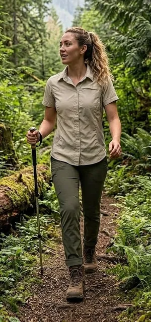 Columbia Titanium Hiking Shirt Womens M Tan Excellent Short Sleeve Vented TL7155 thumbnail 1
