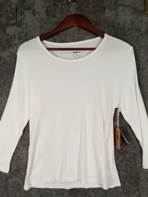 Born Womens Organic Cotton Ribbed Long Sleeve Top White Sustaiable Casual M thumbnail 2