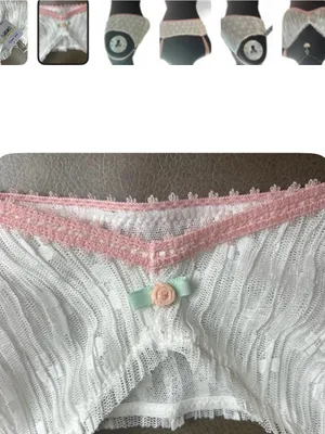 Free People Ivory Lace Bralette with Pink Trim and Mint Rose Accent thumbnail 5