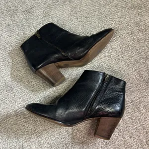 Madewell The Billie Ankle Boots Womens 9 Black Leather Stacked Block Heel thumbnail 6