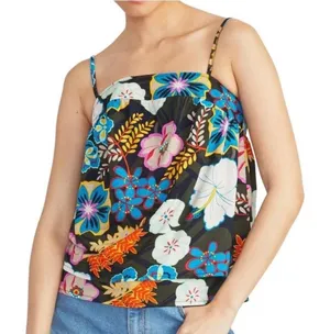Rachel Roy Rikki Tropical Midnight Combo tiered camisole tank top blouse sz M thumbnail 1