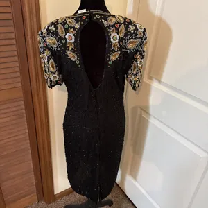 Vintage Stenay Silk Beaded Sequin Dress 10 8 6 80s Gatsby Floral Party Cocktail thumbnail 6