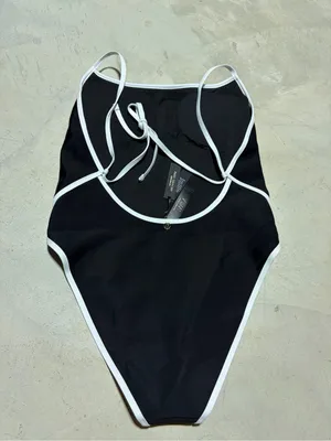 Victoria’s secret NWT archives Black One-Piece Swim Suit cheeky large MSRP$80 thumbnail 3