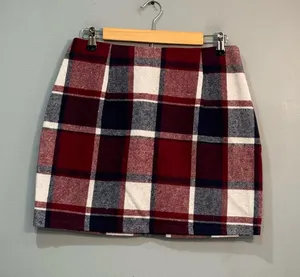Brick/Navy Unbranded Flannel Plaid Skirt Size L EUC thumbnail 1