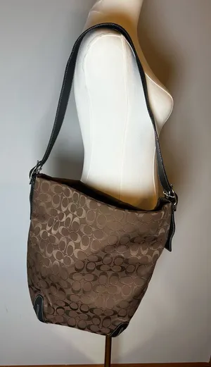 Coach Signature Canvas & Large Brown Bucket/Hobo Bag G15-6083 thumbnail 1