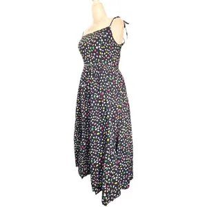 J.Crew Colorful Dot‎ Print Cotton Midi Sundress Size 2 Navy Blue Tie Strap Dress thumbnail 3