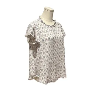 LOFT Women's Floral Ruffle Sleeve Top Size Large Petite thumbnail 3