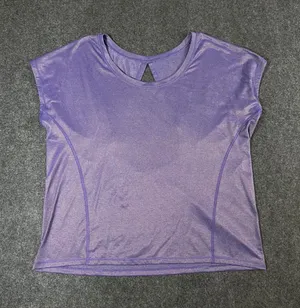 Lululemon Purple Heathered Open Back Yoga Training Top Short Sleeve Womens thumbnail 1