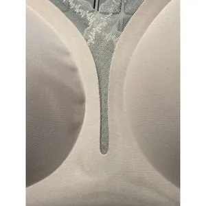 Cueply Women Beige Wireless‎ Seamless Bra Lace Trim Molded Cups Size Large NWT thumbnail 5