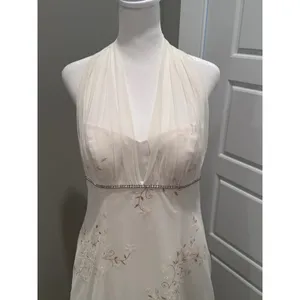 Betsy &‎ Adam Vintage White Floral Halter Sequin Cocktail Gown Dress Sz 8 thumbnail 3