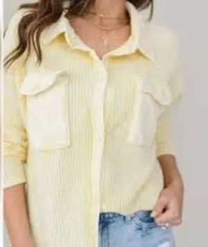 BUCKETLIST Pale Yellow Oversized Button thumbnail 1