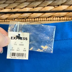 NWT Express Cotton Sateen Cobalt Blue Woven Natural Waist Pencil Skirt, 00 thumbnail 2
